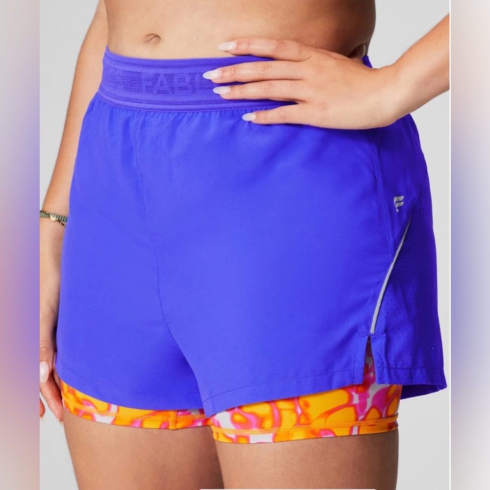 NWT Fabletics Purple Running Athletic Shorts with Elastic Waistband, size large